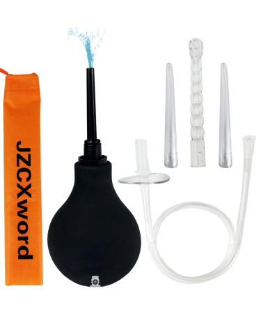 JZCXword Enema Bulb Kit Douche Cleaner for Men Women 9.3oz Enama Bulb 19.7in Long Silicone Hose for Colon Detox Cleanse Enemas black