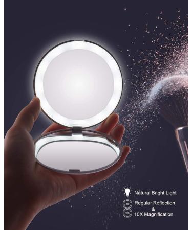 OMIRO LED Lighted Compact Mirror 8.9 cm Mini 1x/10x Magnification Ideal for Daylight Travel Makeup Mirror for Purses (Pink) - Buy Online on GoSupps.com