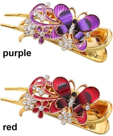 Long Fine Hair Clip For Styling Wear Resistance Women No Slip Rhinestone(Purple) - Buy Online on GoSupps.com