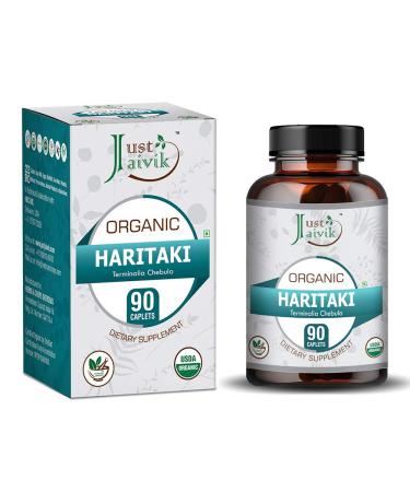 Just Jaivik Organic Haritaki (Terminalia Chebula) - 750mg (90 Tablets) | Dietary Supplements for Detoxification & Rejuvenation for Vata 90 Count (Pack of 1)