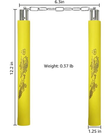 Ausemku Safe Foam Rubber Training Nunchucks with Steel Chain - Yellow - Buy Online on GoSupps.com