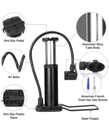 Portable Foot Activated Mini Bike Pump | Universal Presta & Schrader Valve | High Pressure up to 120PSI | Compact Tire Pump for Bikes, Basketballs, Footballs & Mountain Bikes (Black) - Buy Online on GoSupps.com