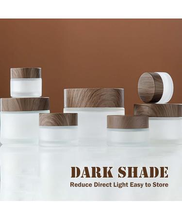 Tuakimce Set of 4 White Matted Glass Cream Cans - 20ml & 30ml Clear Fillable Containers with Lid for Cosmetics & Lottery Brown Wooden Grain Cover - Buy Online on GoSupps.com