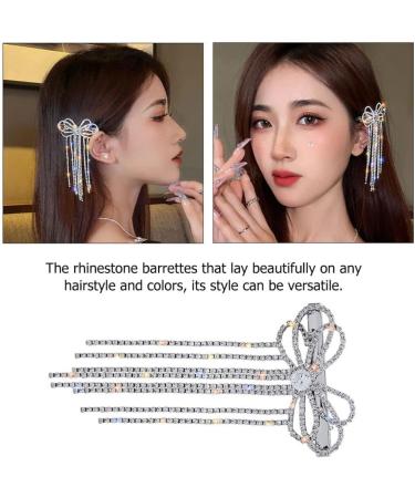 Tassel Edge Clip Sparkly Barrettes Hair Clips for Bows Girl Bobby Pin Unique Hair Clip Big Bow Hair Clips Crystal Hair Pin Rhinestone Hair Bow Clip Rhinestones Miss Bun Shiny - Buy Online on GoSupps.com