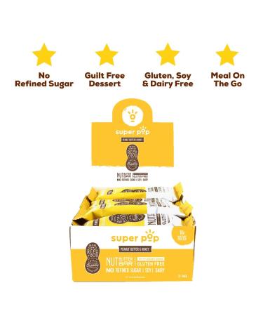 Buy Super Pop Snacks: Clean Plant-Based Protein Bars - All-Natural Peanut Butter & Honey Gluten-Free Low Sugar (12 Pack - Buy Online on GoSupps.com