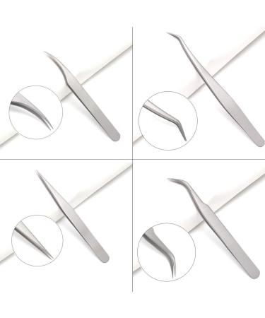 Volume Lash Extension Tweezers Set - 5PCS Stainless Steel for Easy Fans - Silver - Buy Online on GoSupps.com