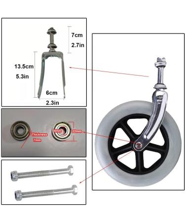 6in/7in/8in Wheelchair Caster with Front Fork Grey Replacement Wheel Wheelchair Front Wheels Solid Wheel with Screws Casters Rollers Wheels 2 Pieces(6IN) - Buy Online on GoSupps.com