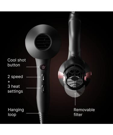 Ionic Salon Hair Dryer - Professional Lightweight Travel Hairdryer with Volume Styling Nozzle - Buy Online on GoSupps.com