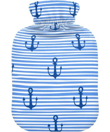 Naanle Stripes Sea Anchor 2L Hot Water Bottle with Cover - Large Transparent Hot Water Bottle for Pain Relief Bed Warmer & Cold Therapy - Buy Online on GoSupps.com