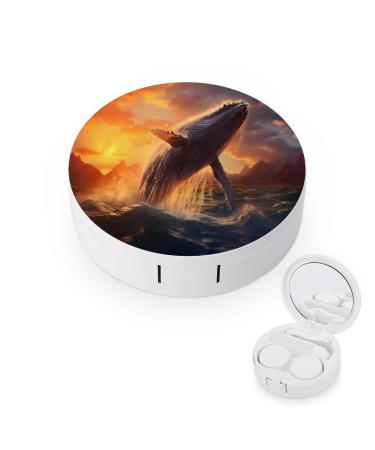 Humpback Whale Contact Lens Travel Kit Portable Cute Contact Box with Mirror for Daily Outdoor