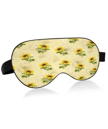 WELLDAY Sleep Mask Beautiful Sunflowers Night Eye Shade Cover Soft Comfort Blindfold Blockout Light Adjustable Strap for Men Women