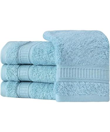 Soft Turkish Cotton Washcloth Set - 4 Pack Aqua | Absorbent & Super Soft for Bathroom, Kitchen, Spa, Gym | Ideal for Body, Face, Baby & Adults - Buy Online on GoSupps.com