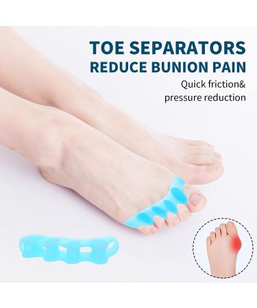 Soft Gel Toe Separators - Correct Bunions & Relieve Foot Pain - 5 Pair Toe Spacers for Plantar Fasciitis, Claw Toes, Hammer Toes - Men & Women (3 Colors) - Buy Online on GoSupps.com