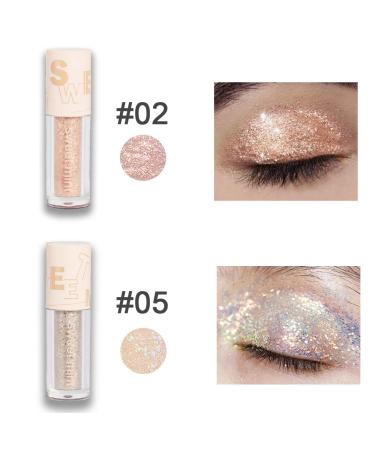 2Pcs Waterproof Liquid Glitter Eye Shadow Sticks - Silver & Golden | Quick-Drying Sparkling Eyeliner & Highlighter Set - Buy Online on GoSupps.com