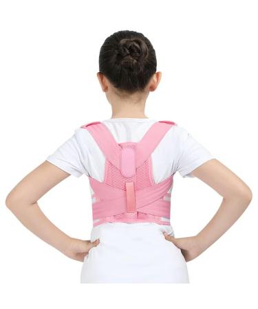 Back Posture Corrector Corset Shoulder Lumbar Wasit Support Correction For Kids Teens Straighten Upper Belt Pink XL