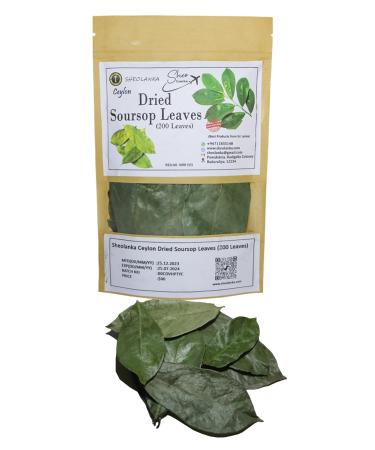Dried Soursop Guanabana Graviola Guyabano (200 Leaves) Sugar/Caffeine/Gluten Free 100% Soursop Leaf by Sheolanka