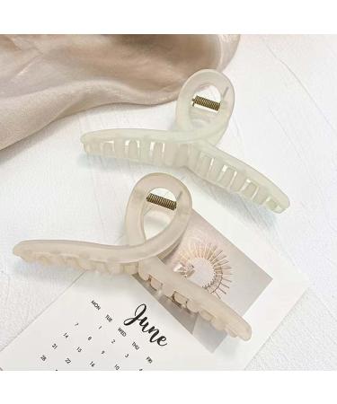 5.1 Inch Large Hair Claw Clips 4 Pack - Strong Hold Non-slip Jaw Clips for Thick Curly Hair - White Lightpink Water Blue Brown - Transparent - Buy Online on GoSupps.com