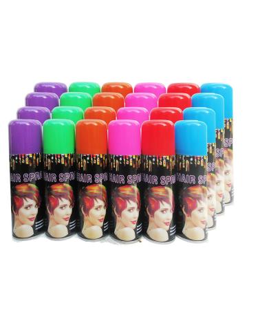 Temporary Hair Color Spray 6 Assorted Color Removable For Birthday Party New Year Party Celebration Faster Make-up (24 Cans) 6 Colors 2.5 Fl Oz (Pack of 24)