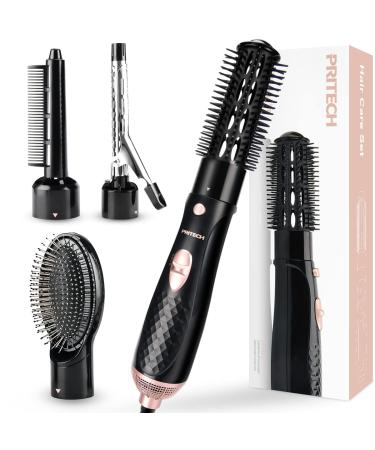 PRITECH Hair Dryer Brush - Hot Brush for Hair Styling Light Weight for Women 4 in 1 Hot Air Brush with 2 Heat Speed & 1 Cold Wind for Hair Straighten Volumizer Fringe Curler Black One Size Black+gold - Buy Online on GoSupps.com