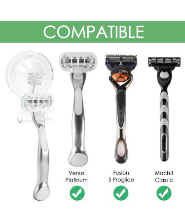 Linkida 3 Series Pack Razor Holder for Shower - Suction Wall Mount for Venus Platinum Fusion 5 Proshield ProGlide & MACH 3 Classic - Ideal Bathroom Organizer - Buy Online on GoSupps.com