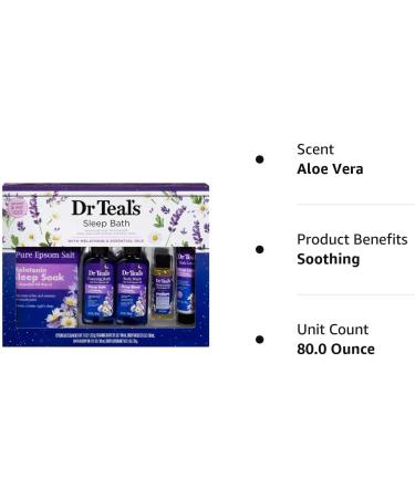 Dr. Teal's Melatonin 5-Piece Bath Gift Set - Better Sleep with 11oz Sleep Soak, 3oz Bath, Body Wash, Oil & Lotion - Mother's Day Spa Kit - Buy Online on GoSupps.com