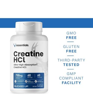 Bucked Up - Creatine HCL 750mg Serving - 60 Servings (60 Capsules) - Buy Online on GoSupps.com