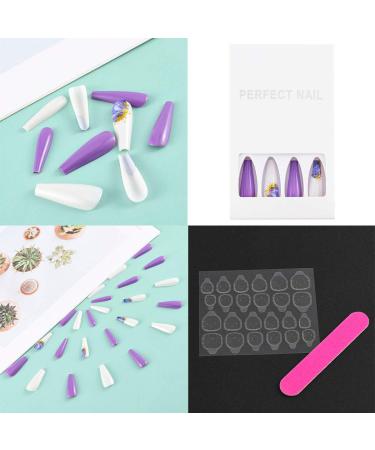 Sethexy Long Glossy Purple Ballerina False Nails - 24PC Bling Acrylic Press-On Fingernails for Women & Girls - Buy Online on GoSupps.com