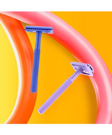 Shop Eco-Friendly Safety Razor for Men & Women - Navy Blue Metal Razor + 10 Blades | International Shipping Available - Buy Online on GoSupps.com