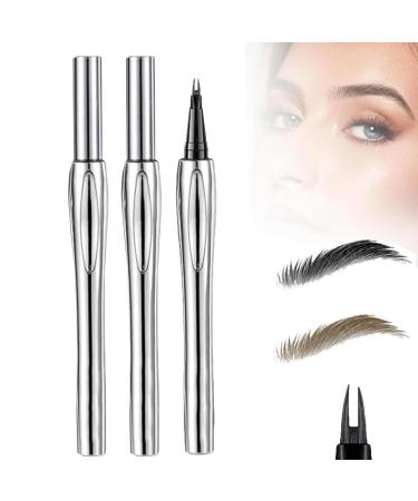 Cooklesa Eyebrow Cooklesa 2024 Upgraded Natural Waterproof Eyebrow Pen with Microfine Tip Two-Pronged Eyebrow Pencil 3D Long-Lasting Natural Waterproof Microblading Eyebrow Pen Makeup (2pcs)