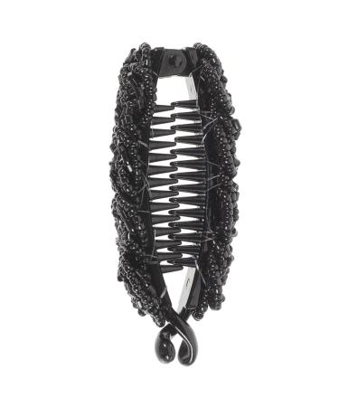 Lurrose Pearl Banana Hair Clip Hairpin Ponytail Holder for Hair Styling (Black)