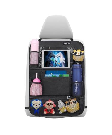 Ezilif backrest protection car children 600d oxford fabric waterproof seat protection car backrest car organizer children with 12 inch bag for iPad/tablet car seat organizer with kick-mat protection 1 piece