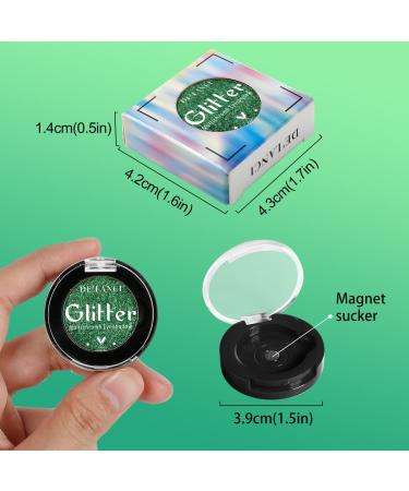DE'LANCI Single Shimmery Green Eyeshadow - Highly Pigmented, Long-Lasting Metallic Glitter for Women with Green Eyes - Buy Online on GoSupps.com