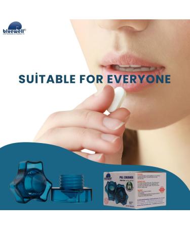 Bluewell Pill Crusher - Fine Powder Grinder for Kids & Pets Ideal for Elderly with Easy Swallowing Cup & Storage Compartment - Buy Online on GoSupps.com