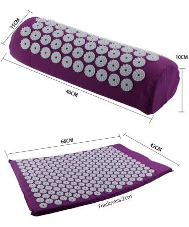 Ruluti Massage Yoga Mat Set - Acupressure Pillow & Travel Bag for Backrest & Neck Pain Relief - Relax Muscles & Linder Insomnia (Purple) - Buy Online on GoSupps.com