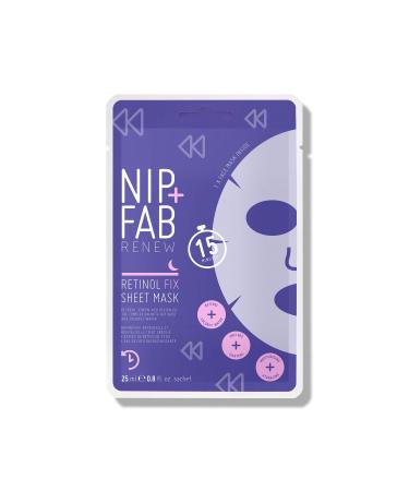 Nip + Fab Retinol Fix Sheet Mask for Face with Coconut Water Edelweiss Flower Extract Hydrating Gel Facial Mask for Refining Minimizing Pores 24ml