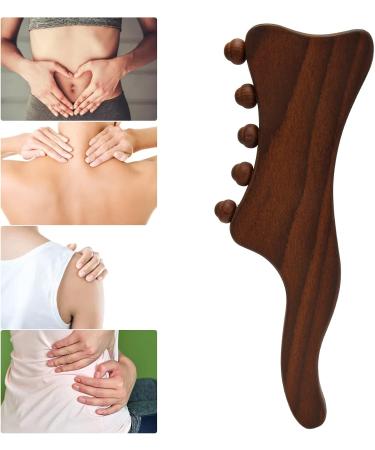 Natural Beech Wooden Gua Sha Stick - 5 Massage Points for Neck Back & Shoulder Relief - Buy Online on GoSupps.com