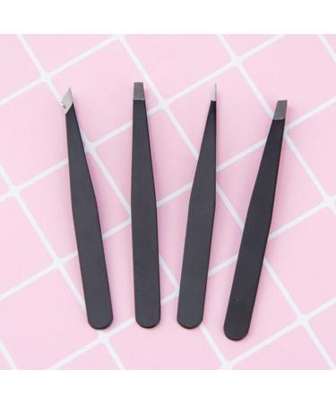 VENOAL Set of 4 tweezers for DIY eyebrows anti-static stainless steel tweezers beauty tool black - Buy Online on GoSupps.com