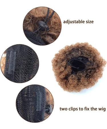 Short Synthetic Afro Kinky Curly Drawstring Ponytail Extension in Medium T1B/30# - Clip On Bun Hairpiece for Natural Hair - Buy Online on GoSupps.com