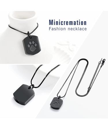 Pet Paw Print Memorial Ash Jewelry - Cremation Urn Necklace for Pet Ashes - Keepsake Pendant with Filling Kit - Black - Buy Online on GoSupps.com