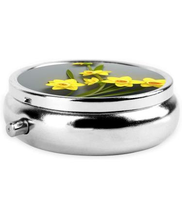 Shop Narcissus Flowers Mini Round Pill Box | 3 Compartment Travel Organizer | Portable Pill Case for Home & Office - Buy Online on GoSupps.com