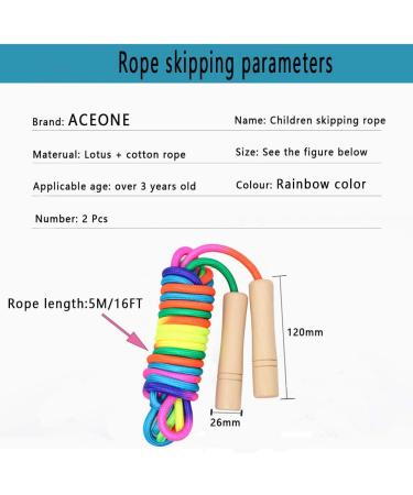 16ft Kids Jump Rope 2 Pack - Adjustable Double Dutch Skipping Rope with Wooden Handle - Rainbow Jumping Rope for Outdoor Fun and School Sports - Buy Online on GoSupps.com