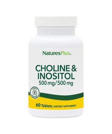NaturesPlus Choline & Inositol - 500 mg 60 Vegetarian Tablets - Nervous System Support & Healthy Liver Function - Gluten-Free - 60 Servings