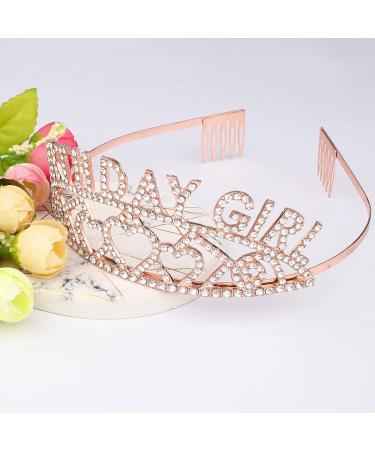 AOPRIE Birthday Girl Tiara - Gold Rhinestone Crystal Happy Birthday Crown - Buy Online on GoSupps.com