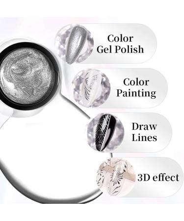 Chrome Gel Nail Polish Metallic Nail Painting Gel Gold Silver Spider Gel Liner Art Soak Off UV Drawing Polish 3D Metal Painting Gel DIY - Buy Online on GoSupps.com