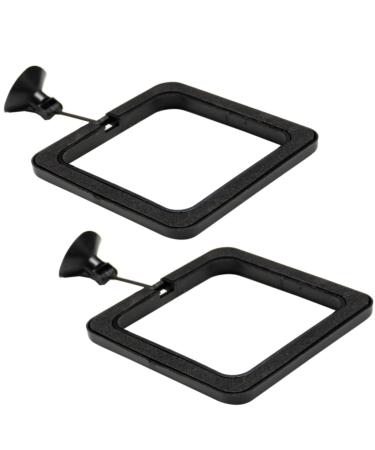 2 Pcs Fish Feeding Ring Black 10cm Square Aquarium Fish Feeder with Suction Cups for Goldfish and Other Smaller Fish
