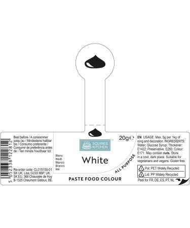 Squires Kitchen White Food Colouring Paste - 20g | Concentrated Colour for Sugarpaste, Fondant, Buttercream & More - Buy Online on GoSupps.com