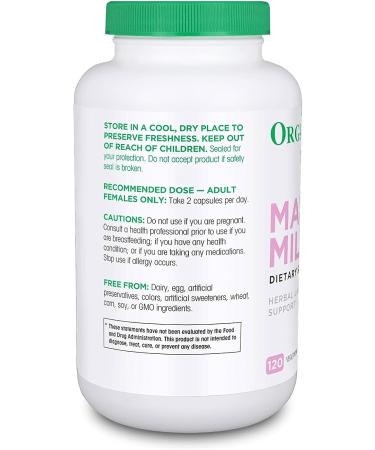 Organika Ma's Milk- Supports Breast Milk Production- Contains Blessed Thistle Fenugreek and Moringa- 120 vcaps - Buy Online on GoSupps.com