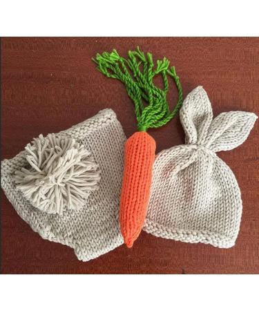 Newborn Baby Bunny Hat and Radish Photo Props Set - Easter Costume for Boy and Girl Photography Shoots - Buy Online on GoSupps.com