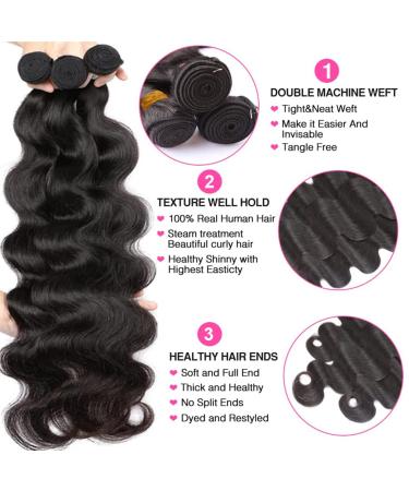 Relena Body Wave Human Hair Bundles with Frontal - 26 28 30 inches + 18 Free Part Closure | 100% Unprocessed Brazilian Virgin Hair Weave - Buy Online on GoSupps.com