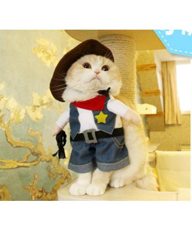 Hillento Cowboy Dog Costume with Hat | Cowboy Halloween Costumes for Dogs & Cats | Western Pet Cosplay Outfit - Buy Online on GoSupps.com